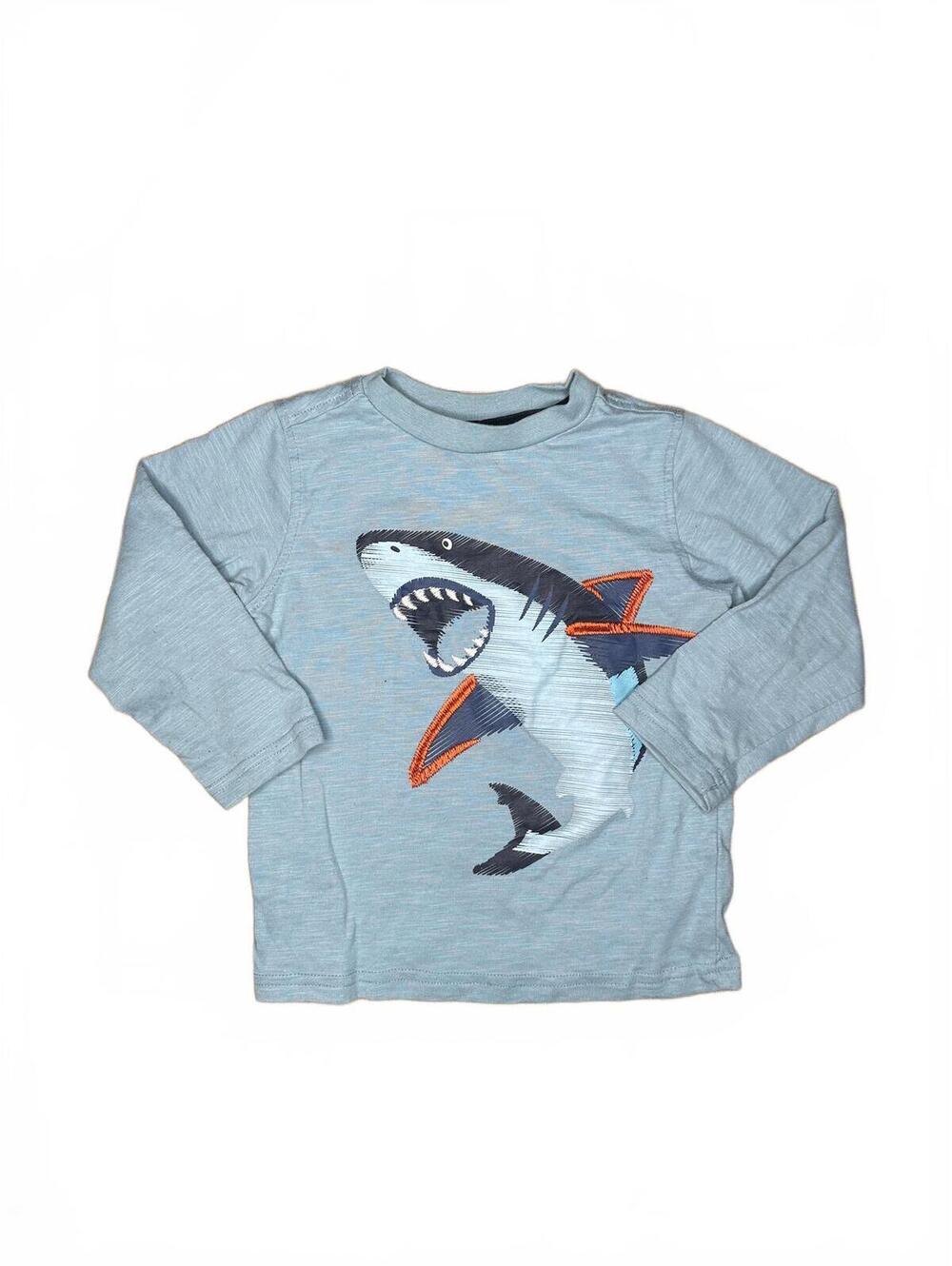Kids Headquarters Light Blue Shark Graphic Long Sleeve Shirt Size 4